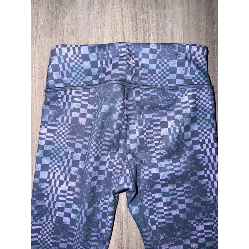 Athleta Girl High Rise Chit Chat Tight Purple Checkered Leggings Size M 8-10 CR5